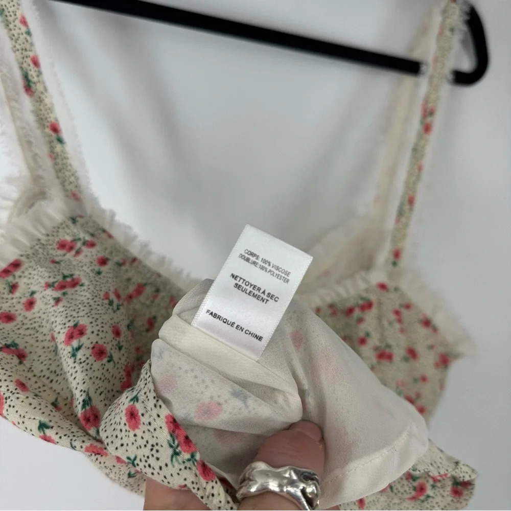 ASTR THE LABEL Polka Dot Floral Feminine Pin Up Lace Up Corset Top - Picture 2 of 5